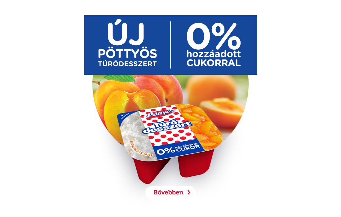 Pöttyös Túródesszert 0% hozzáadott cukorral, sárgabarackos