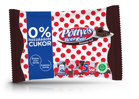 Pöttyös Túró Rudi 0% hozzáadott cukorral, Brownie-ízű 5x35g