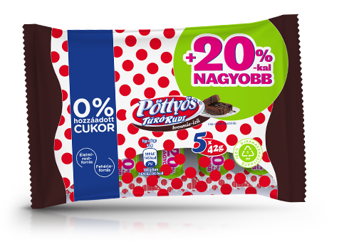 Pöttyös Túró Rudi 0% hozzáadott cukorral, Brownie-ízű 5x42g