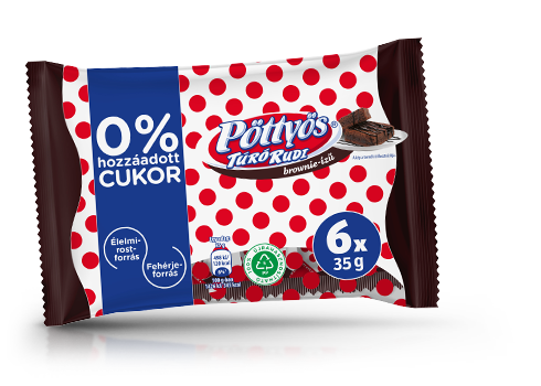 Pöttyös Túró Rudi 0% hozzáadott cukorral, Brownie-ízű 6x35g